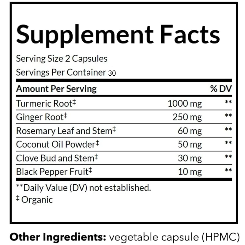 Organic Black Pepper, Turmeric - đánh giá và giá Turmeric Curcumin Capsule